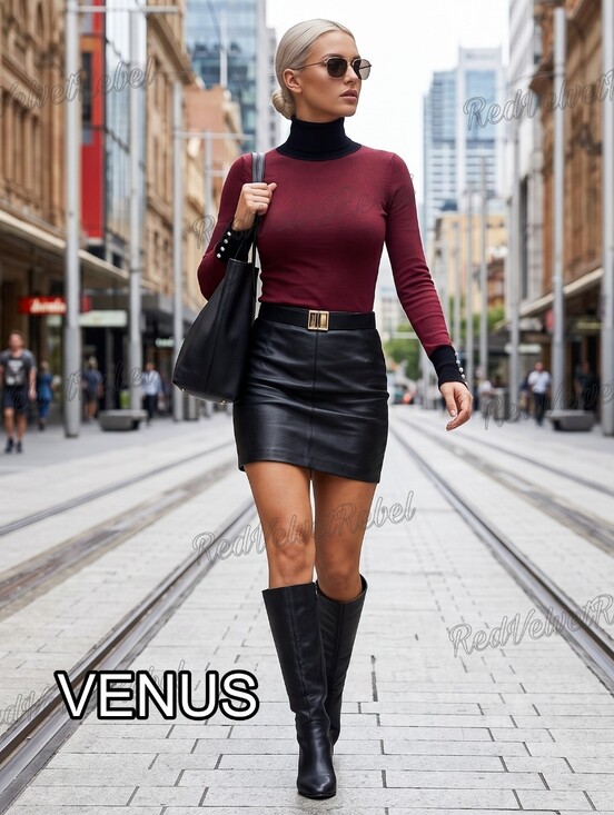 VENUS Sweaters - NWOT VENUS Colorblock Sophisticated High Neck Long Belted Sweater Top Sz M